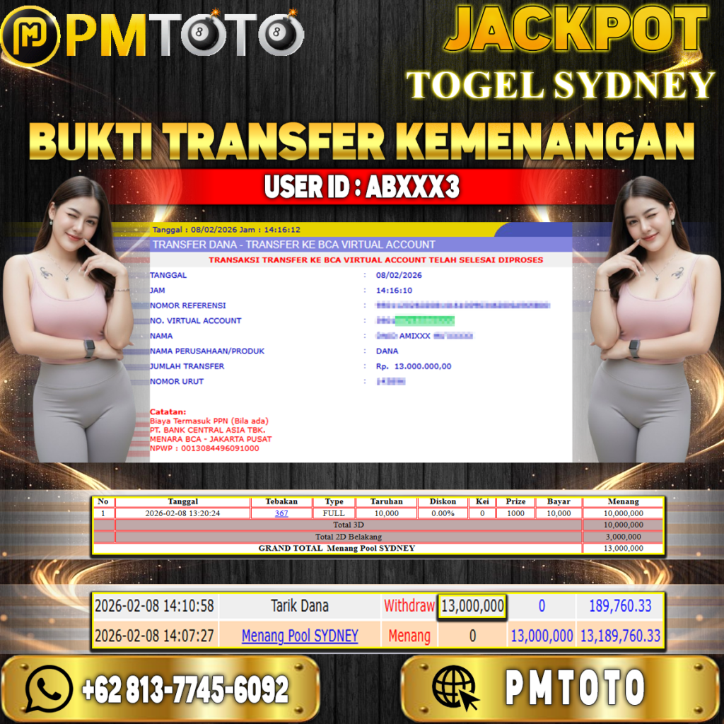 SELAMAT KEPADA MEMBER ABXXX3 JACKPOT 13 JUTA DI TOGEL SYDNEY
