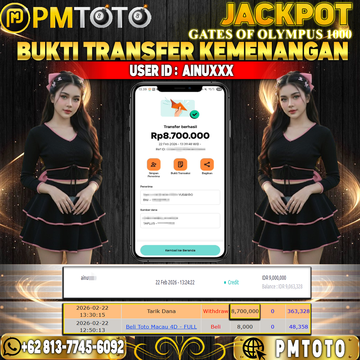 SELAMAT KEPADA MEMBER AINUXXX JACKPOT 8,7 JUTA DI GATES OF OLYMPUS 1000