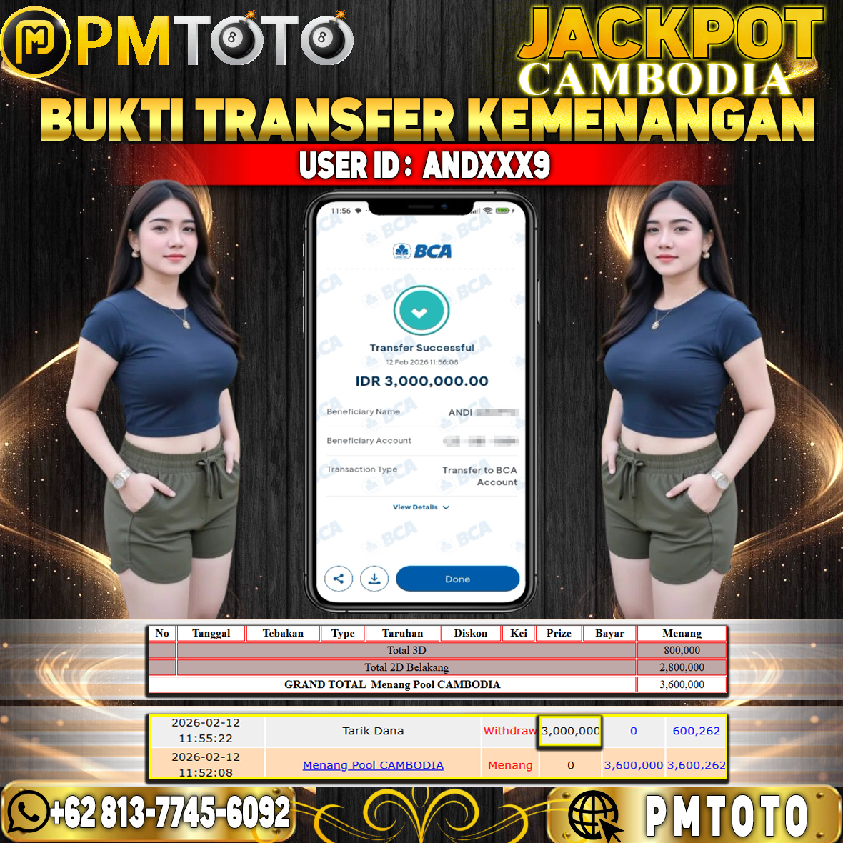 SELAMAT KEPADA MEMBER ANDXXX9 JACKPOT 3 JUTA DI TOGEL CAMBODIA