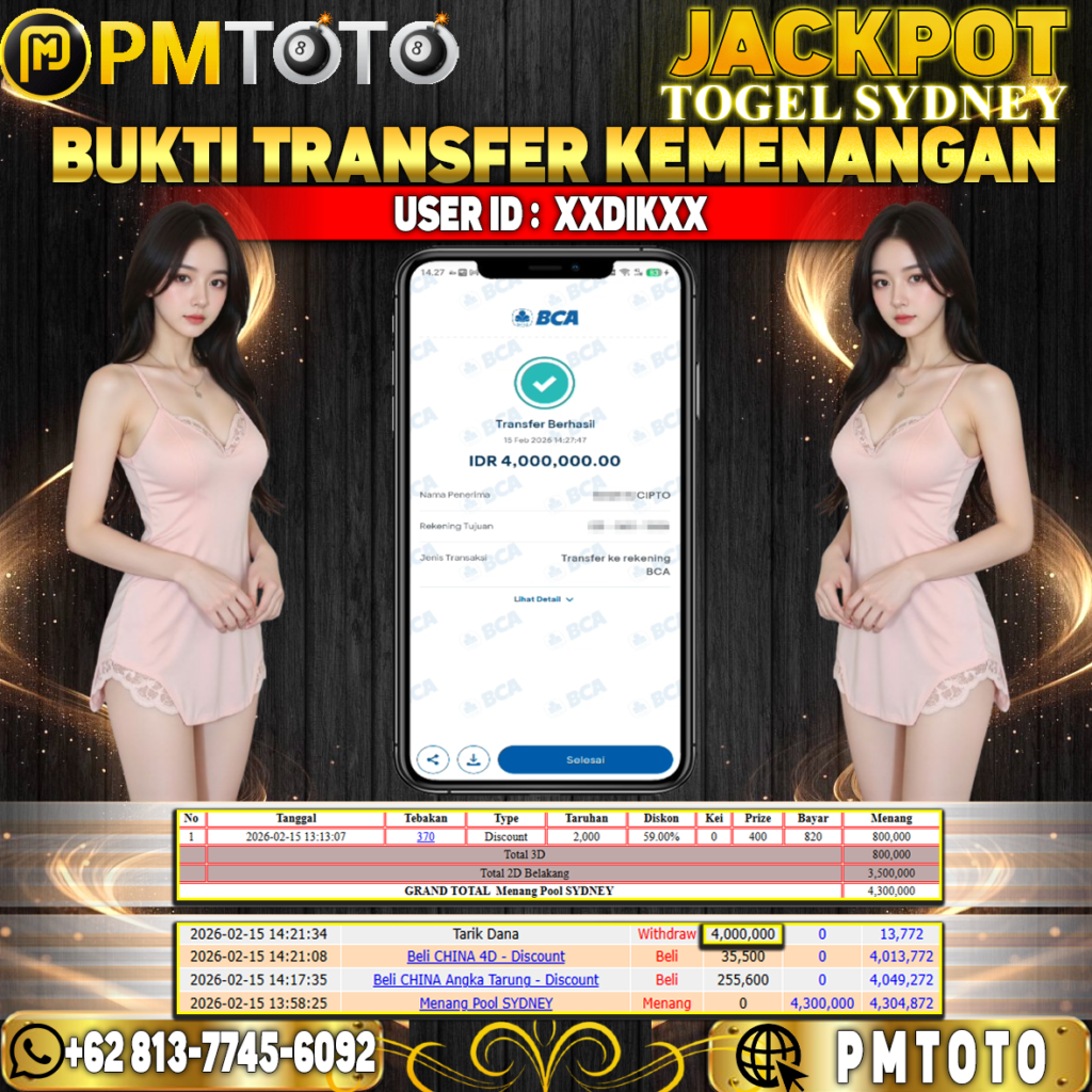 SELAMAT KEPADA MEMBER XXDIKXX JACKPOT 4 JUTA DI TOGEL SYDNEY