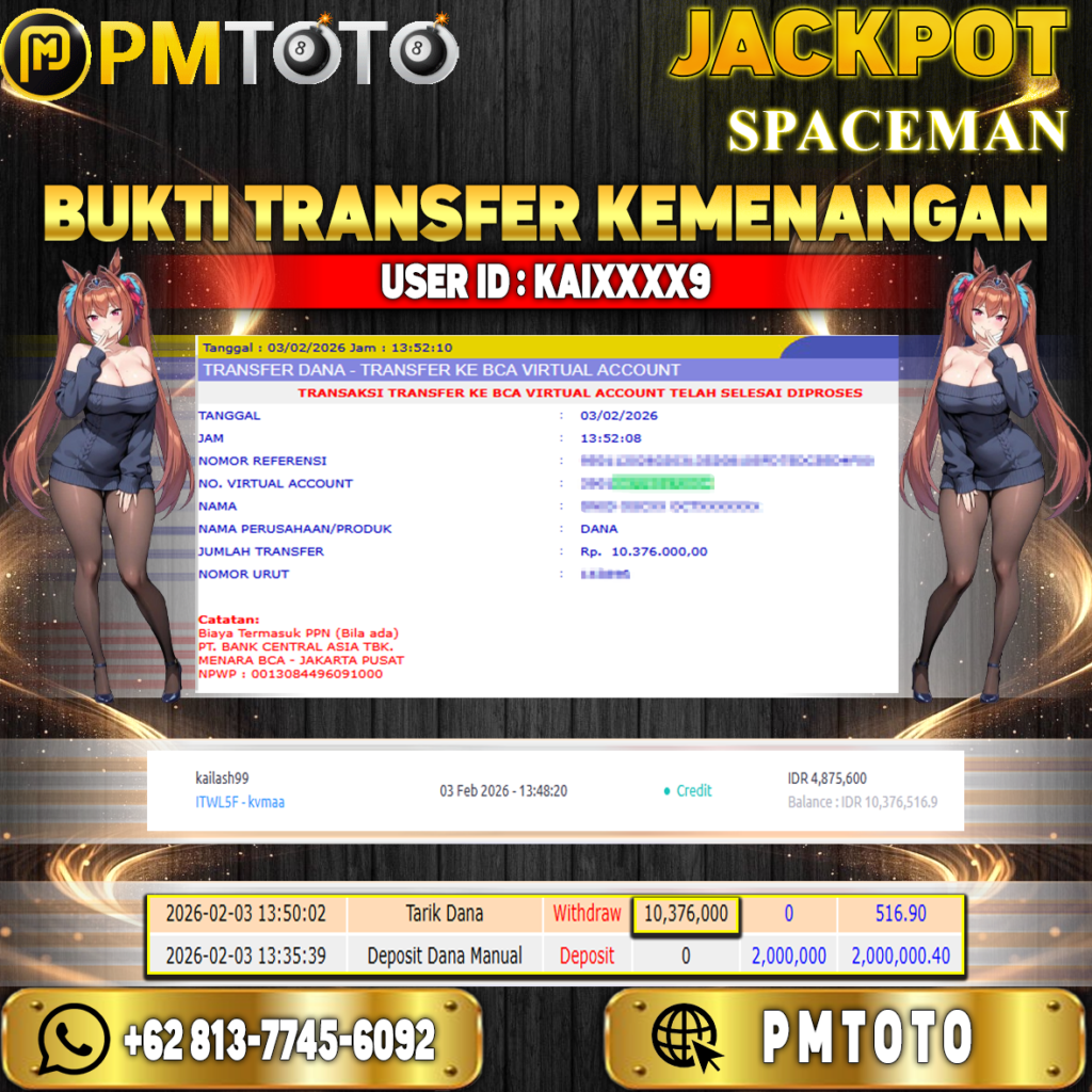 SELAMAT KEPADA MEMBER KAIXXXX9 JACKPOT 10,3 JUTA DI SPACEMAN