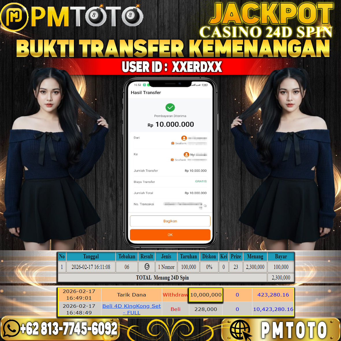SELAMAT KEPADA MEMBER XXERDXX JACKPOT 10 JUTA DI CASINO 24D SPIN