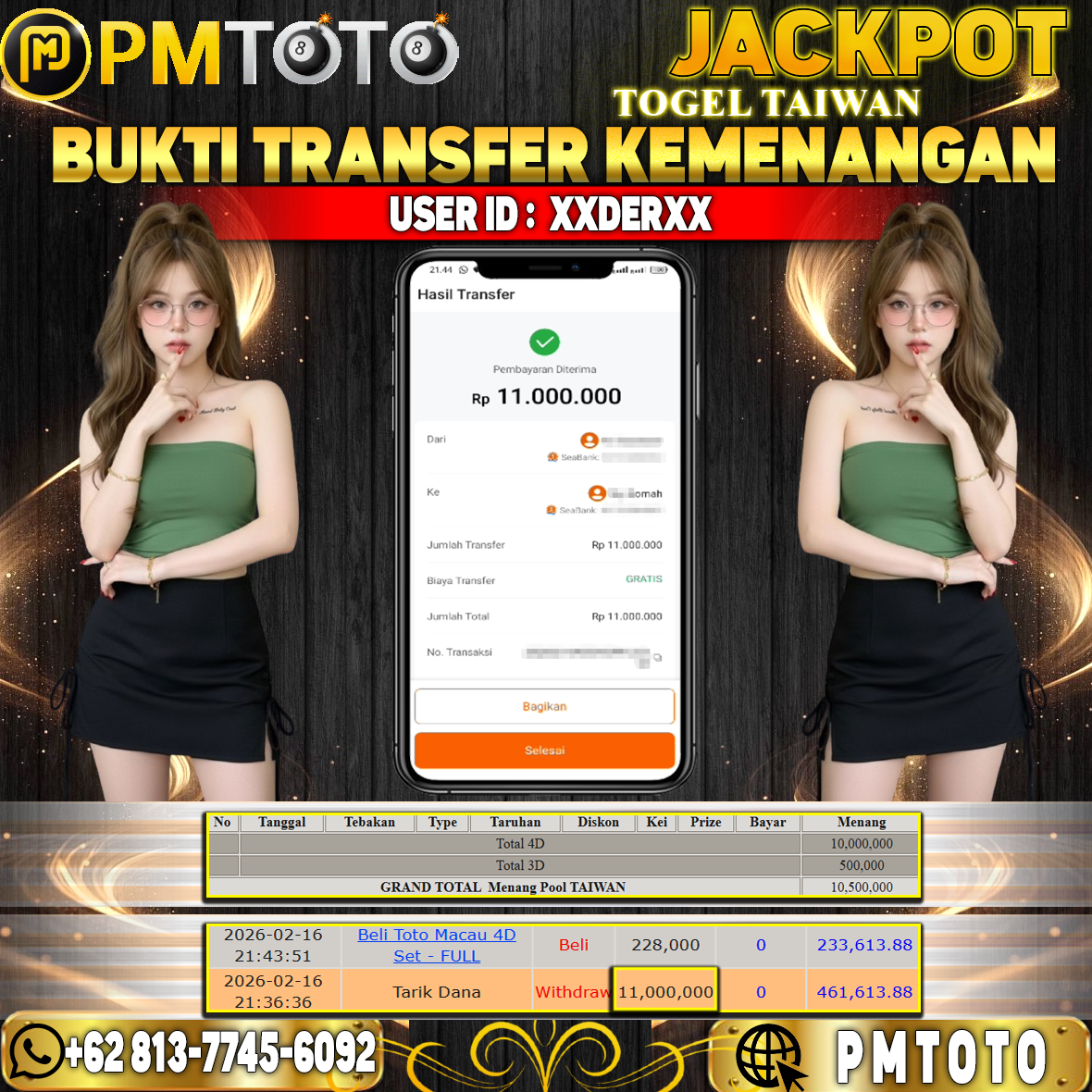 SELAMAT KEPADA MEMBER XXDERXX JACKPOT 11 JUTA DI TOGEL TAIWAN