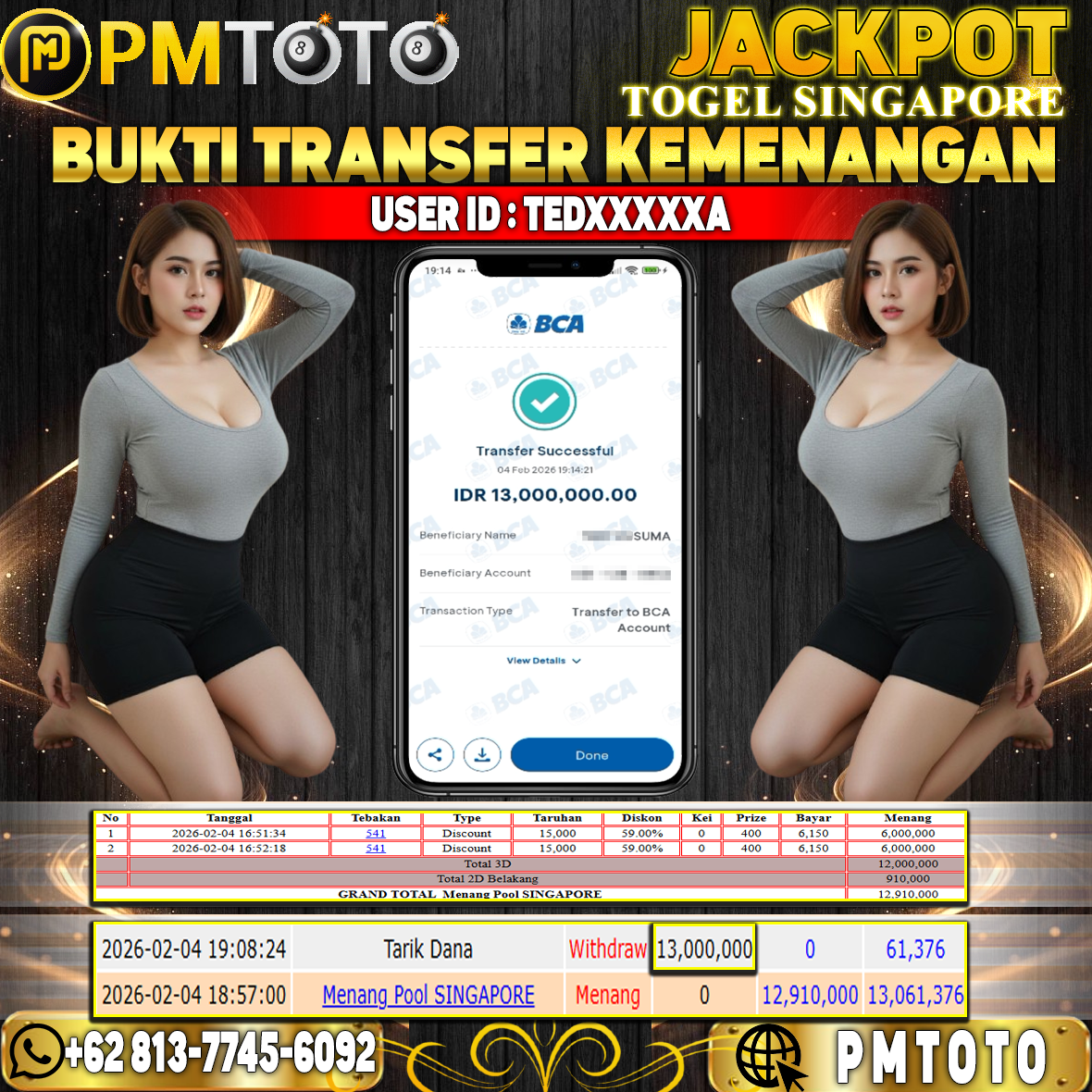 SELAMAT KEPADA MEMBER TEDXXXXXA JACKPOT 13 JUTA DI TOGEL SINGAPORE