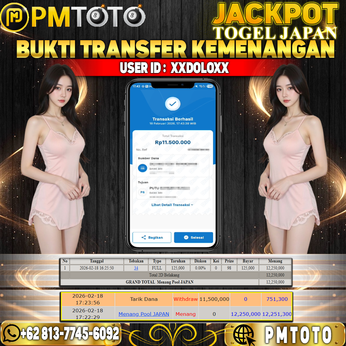 SELAMAT KEPADA MEMBER XXDOLOXX JACKPOT 11,5 JUTA DI TOGEL JAPAN