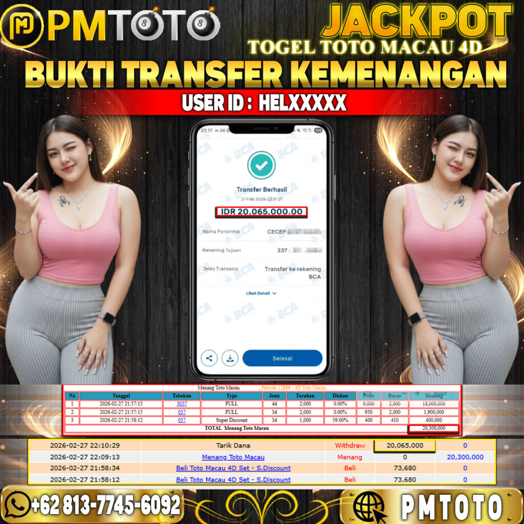 SELAMAT KEPADA MEMBER HELXXXX JACKPOT 20 JUTA DI TOGEL TOTO MACAU 4D
