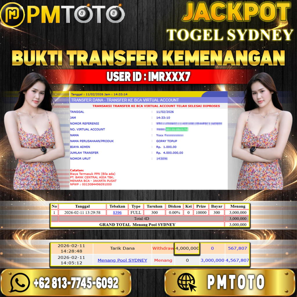 SELAMAT KEPADA MEMBER IMRXXX7 JACKPOT 4 JUTA DI TOGEL SYDNEY