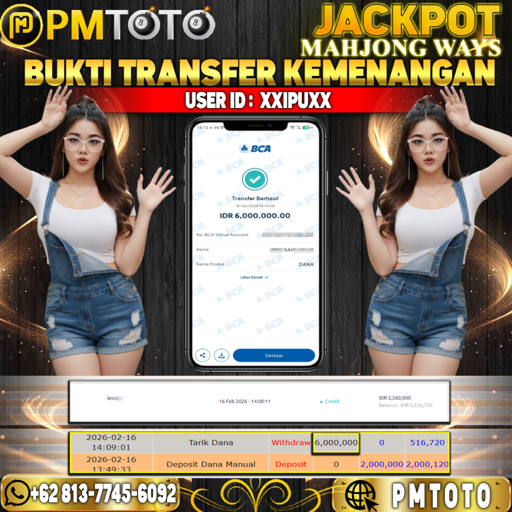 SELAMAT KEPADA MEMBER XXIPUXX JACKPOT 6 JUTA DI MAHJONG WAYS