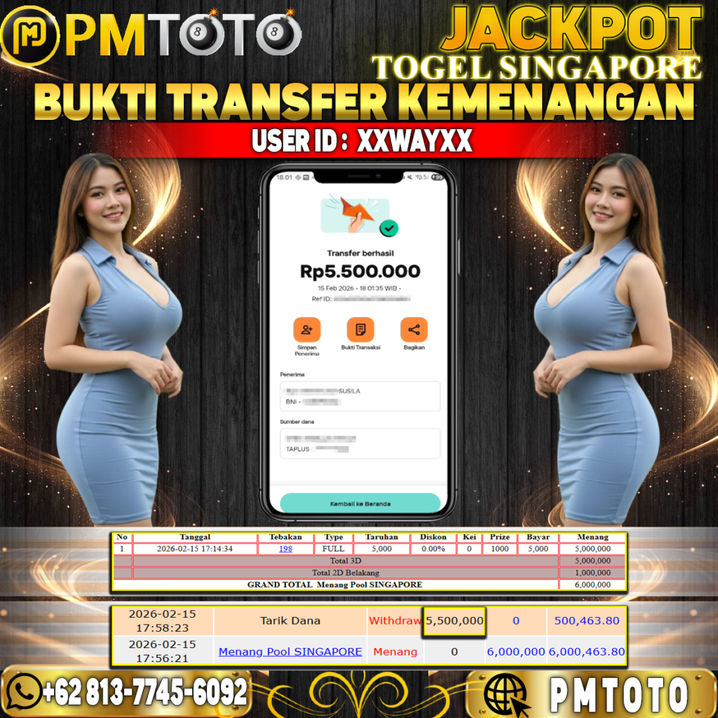SELAMAT KEPADA MEMBER XXWAYXX JACKPOT 5,5 JUTA DI TOGEL SINGAPORE