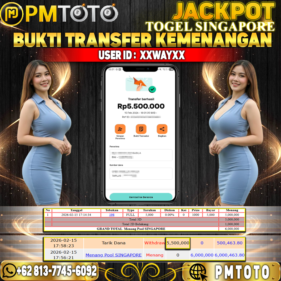 SELAMAT KEPADA MEMBER XXWAYXX JACKPOT 5,5 JUTA DI TOGEL SINGAPORE
