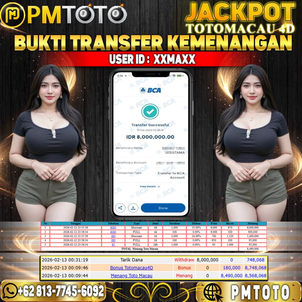 SELAMAT KEPADA MEMBER XXMAXX JACKPOT 8 JUTA DI TOGEL TOTOMACAU 4D