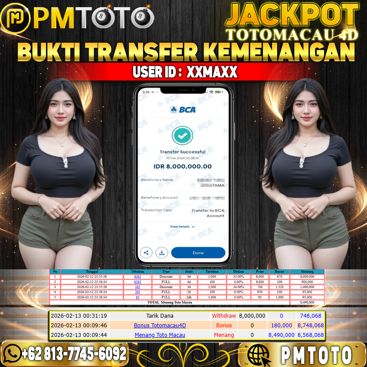 SELAMAT KEPADA MEMBER XXMAXX JACKPOT 8 JUTA DI TOGEL TOTOMACAU 4D