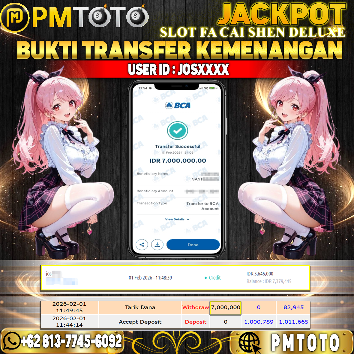 SELAMAT KEPADA MEMBER JOSXXXX JACKPOT 7 JUTA DI FA CAI SHEN DELUXE