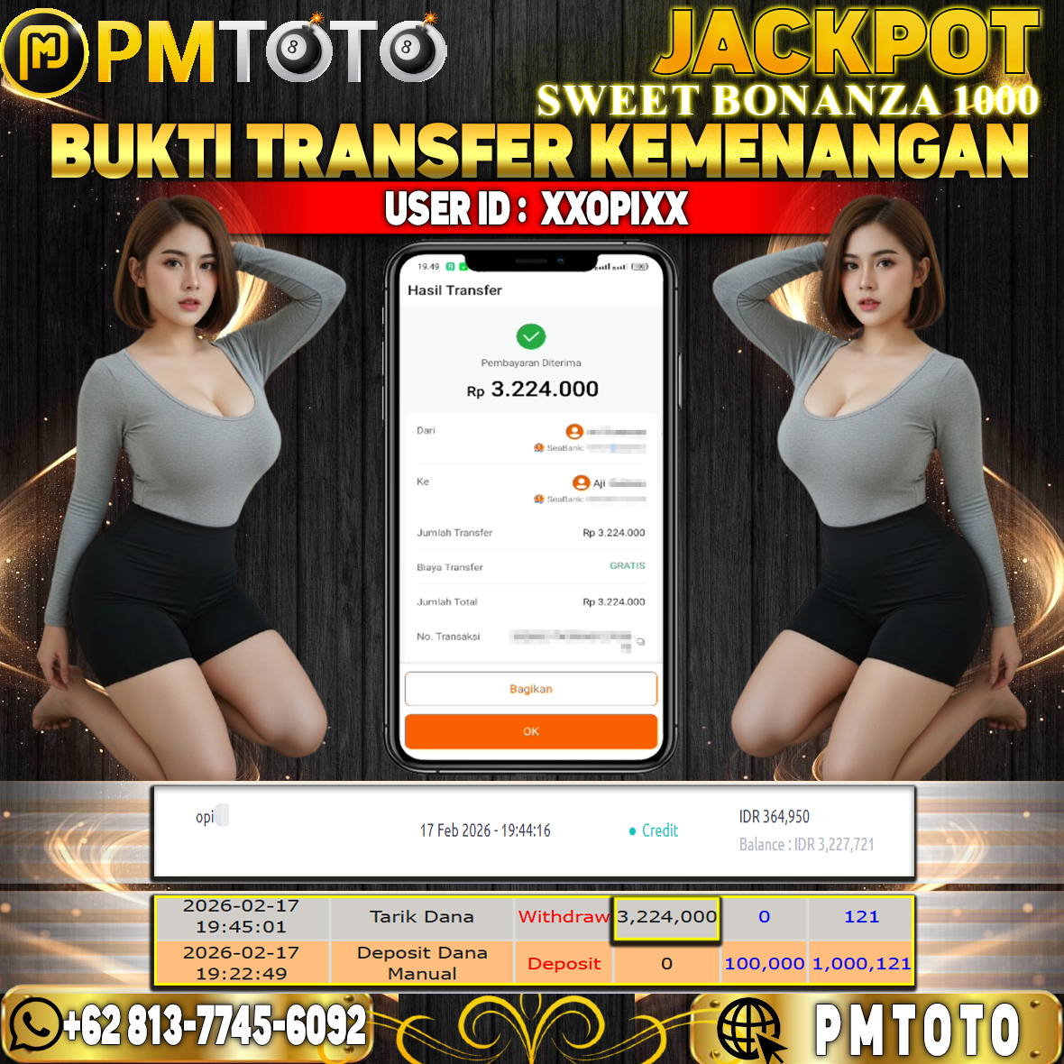 SELAMAT KEPADA MEMBER XXOPIXX JACKPOT 3,2 JUTA DI SWEET BONANZA 1000