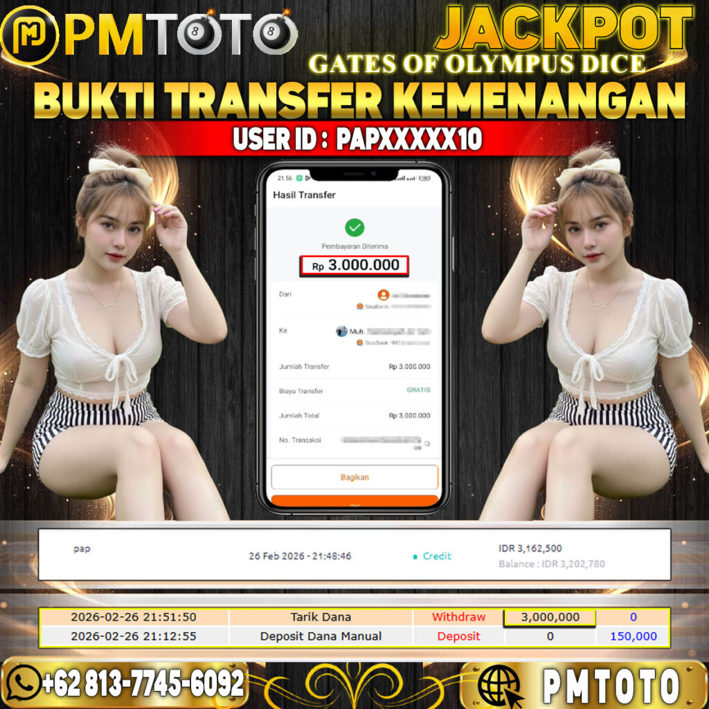 SELAMAT KEPADA MEMBER PAPXXXX10 JACKPOT 3 JUTA DI GATES OF OLYMPUS DICE