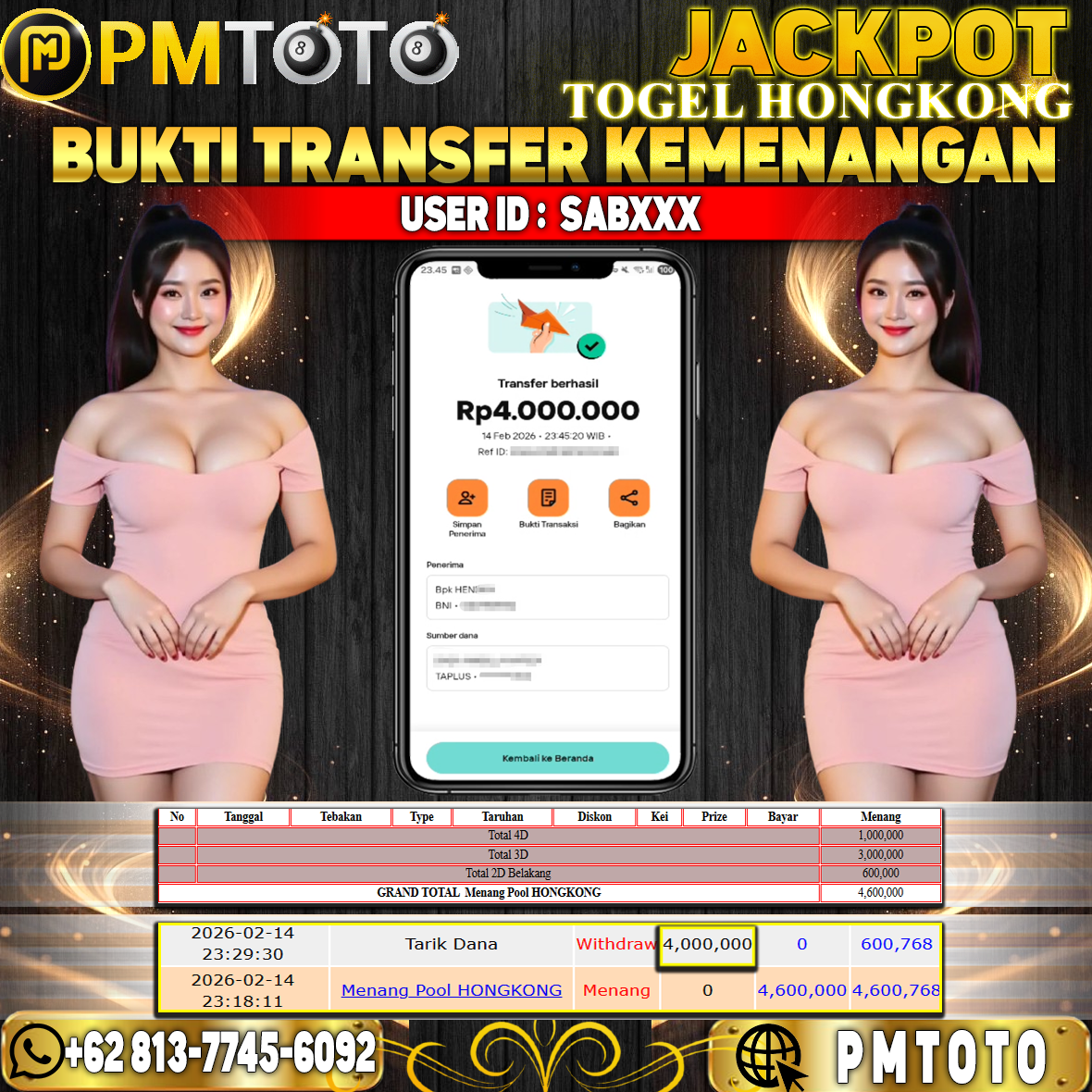 SELAMAT KEPADA MEMBER SABXXX JACKPOT 4 JUTA DI TOGEL HONGKONG