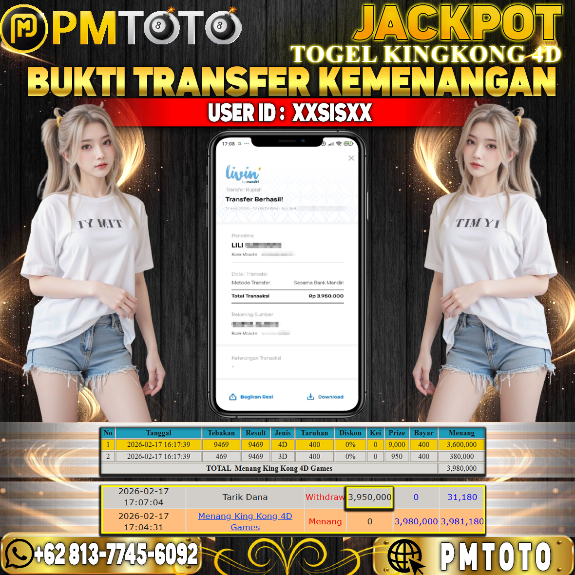 SELAMAT KEPADA MEMBER XXSISXX JACKPOT 3,9 JUTA DI TOGEL KINGKONG 4D