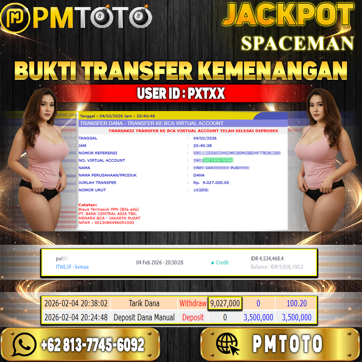 SELAMAT KEPADA MEMBER PXTXX JACKPOT 9 JUTA DI SPACEMAN