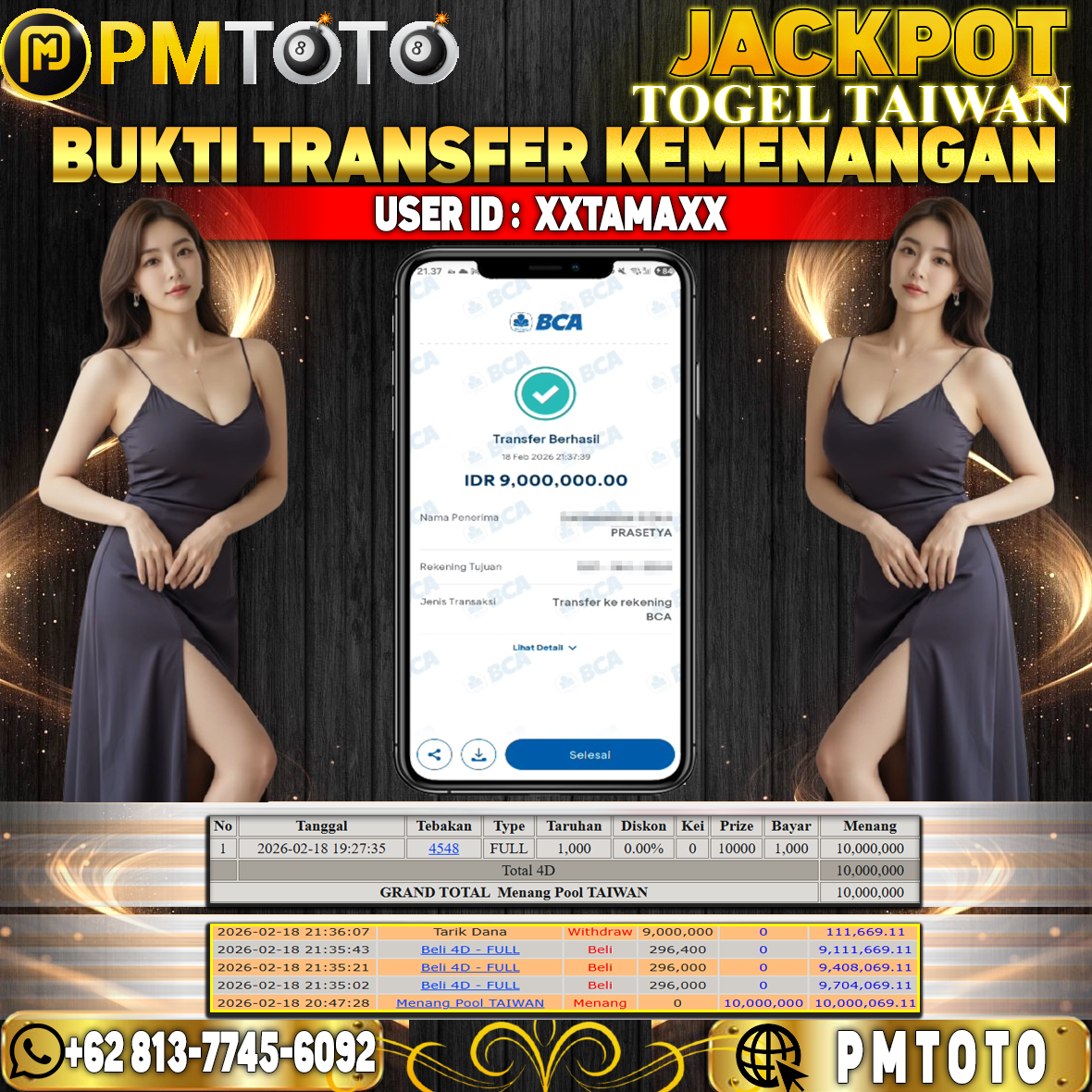 SELAMAT KEPADA MEMBER XXTAMAXX JACKPOT 9 JUTA DI TOGEL TAIWAN