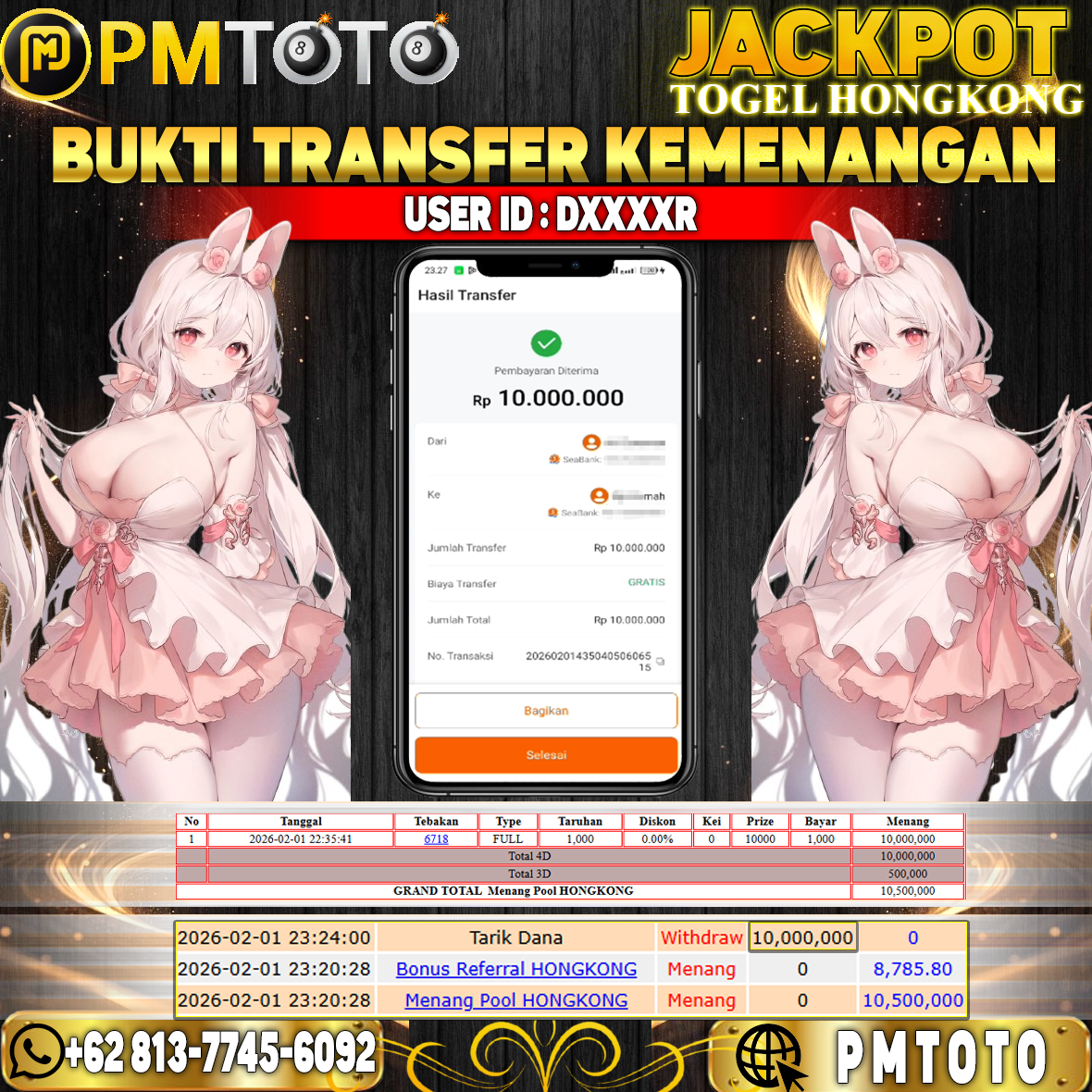SELAMAT KEPADA MEMBER DXXXXR JACKPOT 10 JUTA DI TOGEL HONGKONG