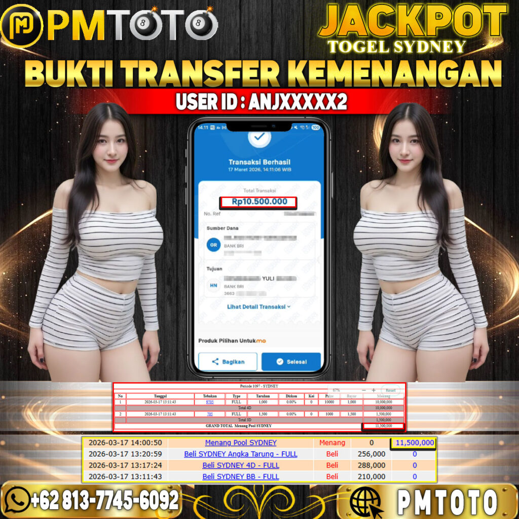 SELAMAT KEPADA MEMBER ANJXXXX2 JACKPOT 10,5 JUTA DI TOGEL SYDNEY