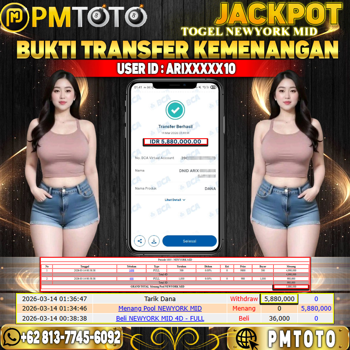 SELAMAT KEPADA MEMBER ARIXXXX10 JACKPOT 5,8 JUTA DI TOGEL NEWYORK MID