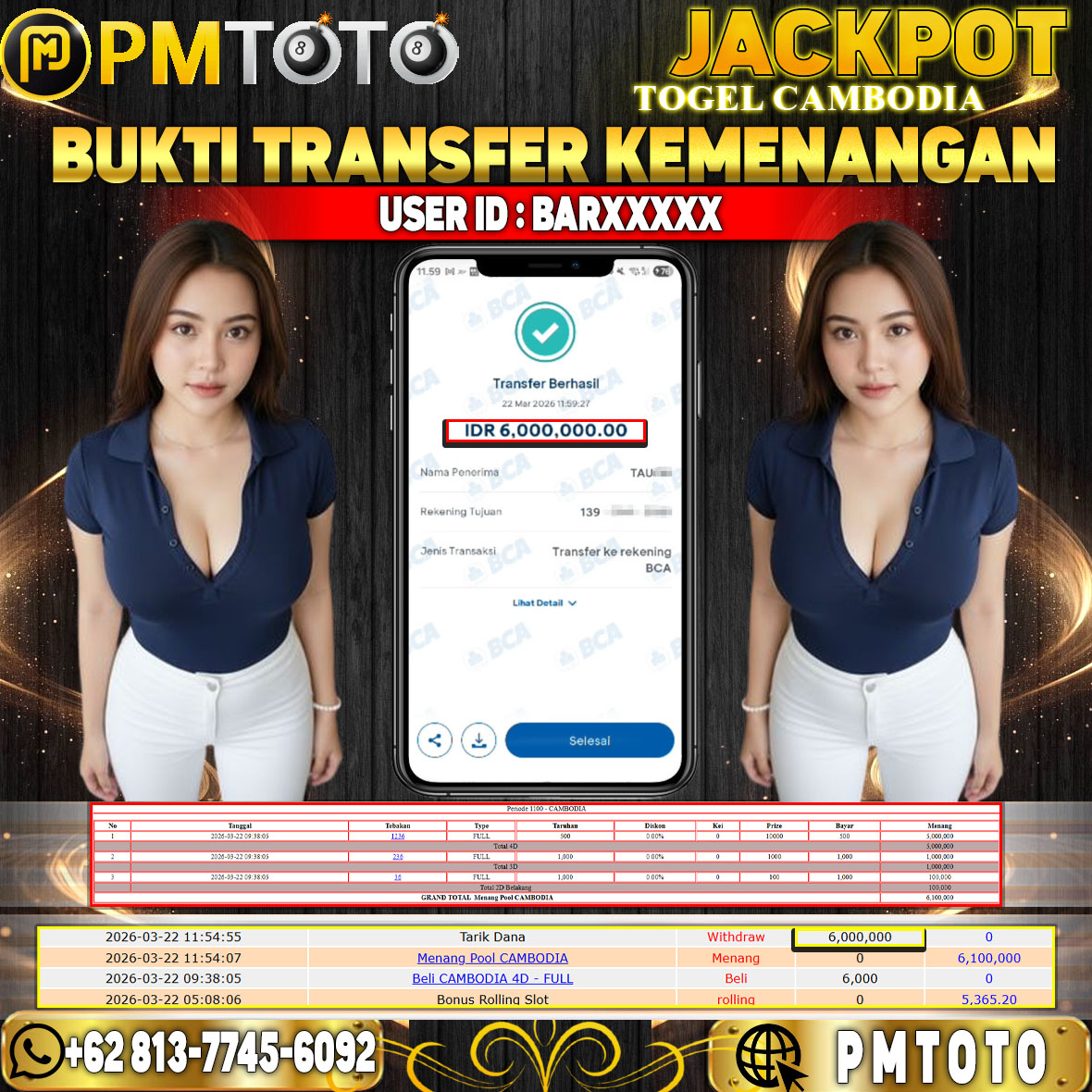SELAMAT KEPADA MEMBER BARXXXX JACKPOT 6 JUTA DI TOGEL CAMBODIA