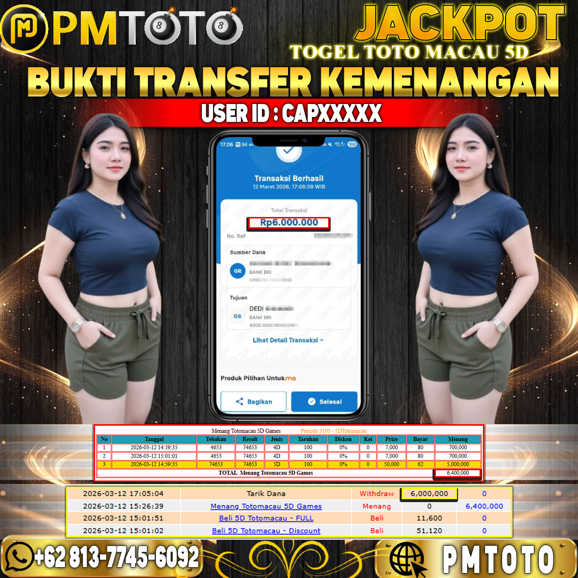 SELAMAT KEPADA MEMBER CAPXXXX JACKPOT 6 JUTA DI TOGEL TOTO MACAU 5D