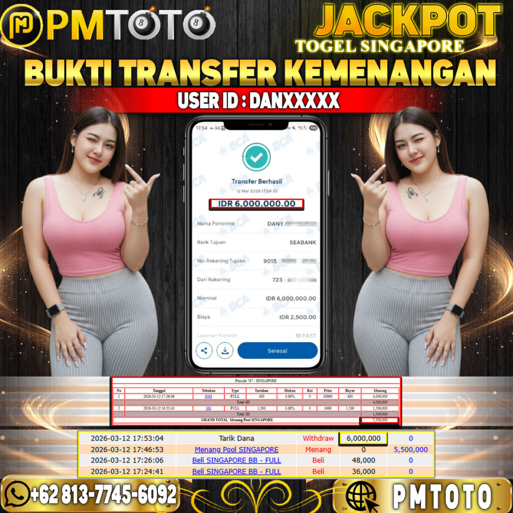 SELAMAT KEPADA MEMBER DANXXXX JACKPOT 6 JUTA DI TOGEL SINGAPORE