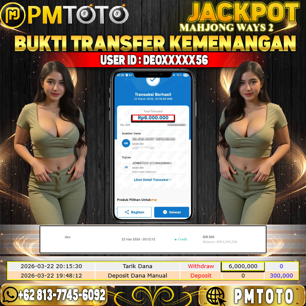 SELAMAT KEPADA MEMBER DEOXXXX56 JACKPOT 6 JUTA DI MAHJONG WAYS 2