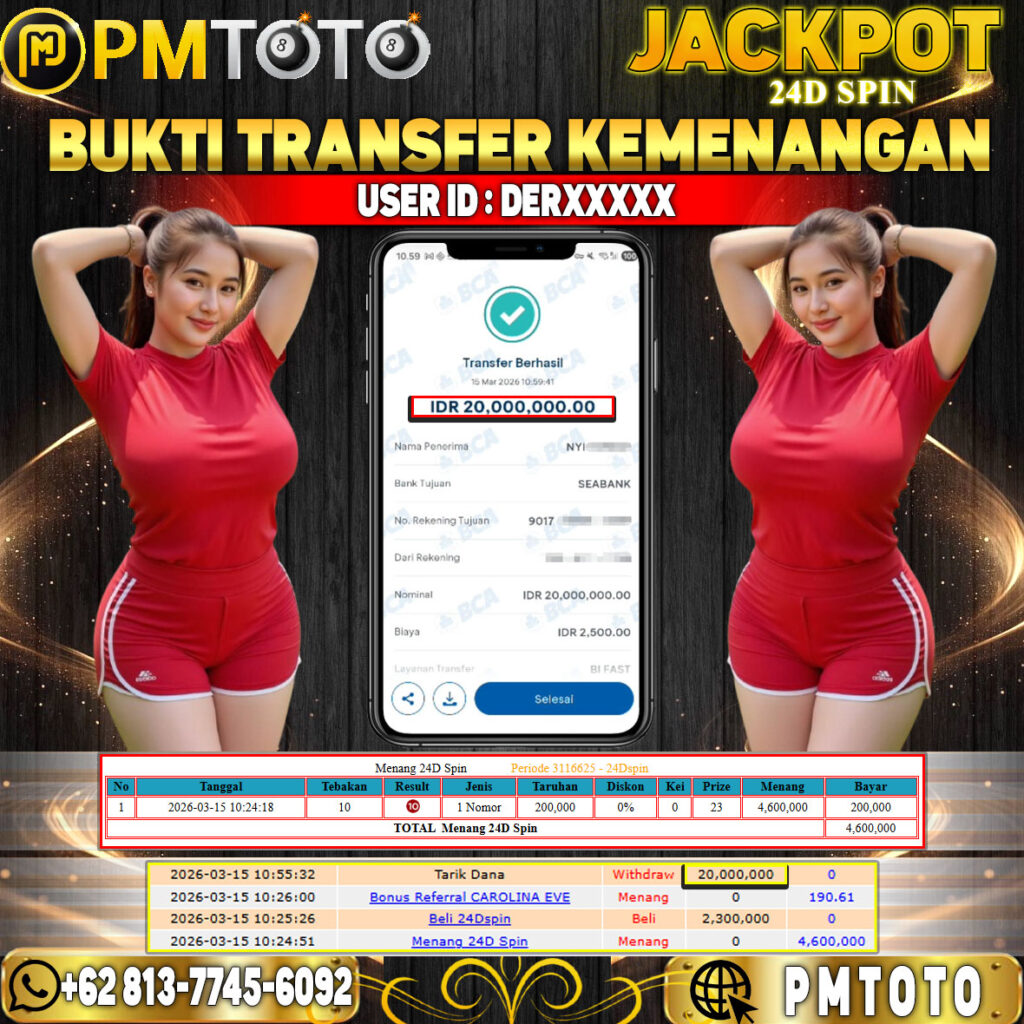SELAMAT KEPADA MEMBER DERXXXX JACKPOT 20 JUTA DI CASINO 24D SPIN