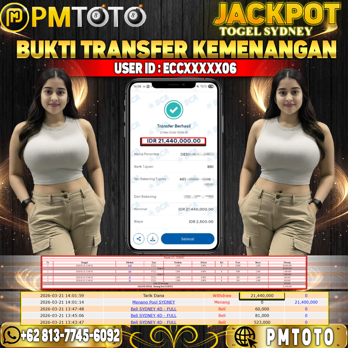SELAMAT KEPADA MEMBER ECCXXXX06 JACKPOT 21,4 JUTA DI TOGEL SYDNEY