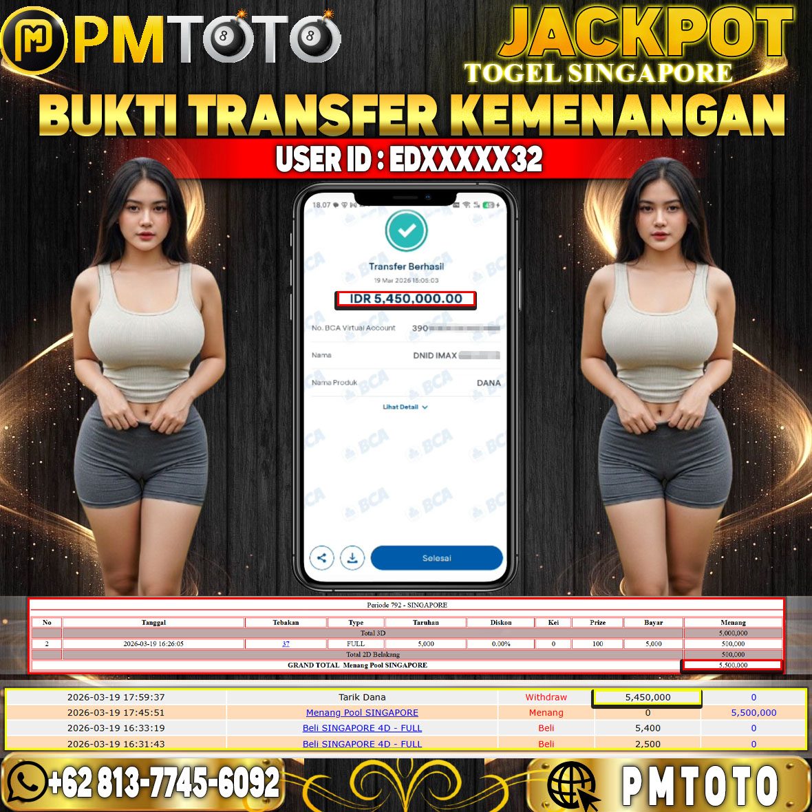 SELAMAT KEPADA MEMBER EDXXXX32 JACKPOT 5,4 JUTA DI TOGEL SINGAPORE