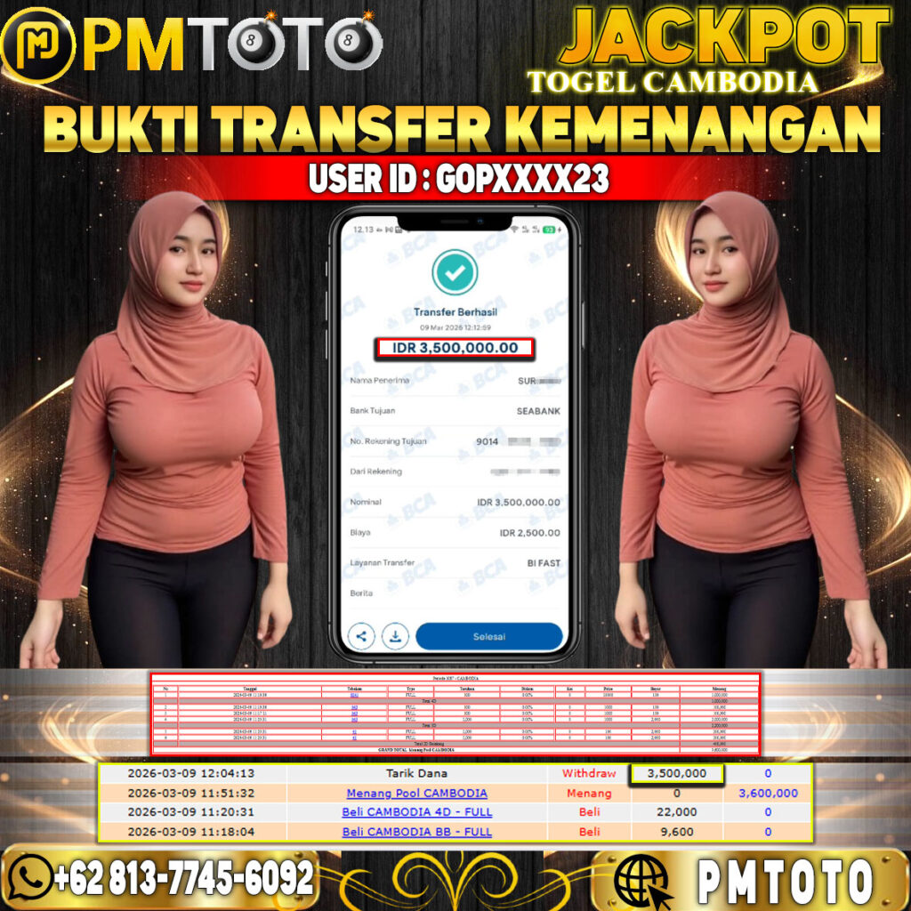 SELAMAT KEPADA MEMBER GOPXXXX23 JACKPOT 3,5 JUTA DI TOGEL CAMBODIA