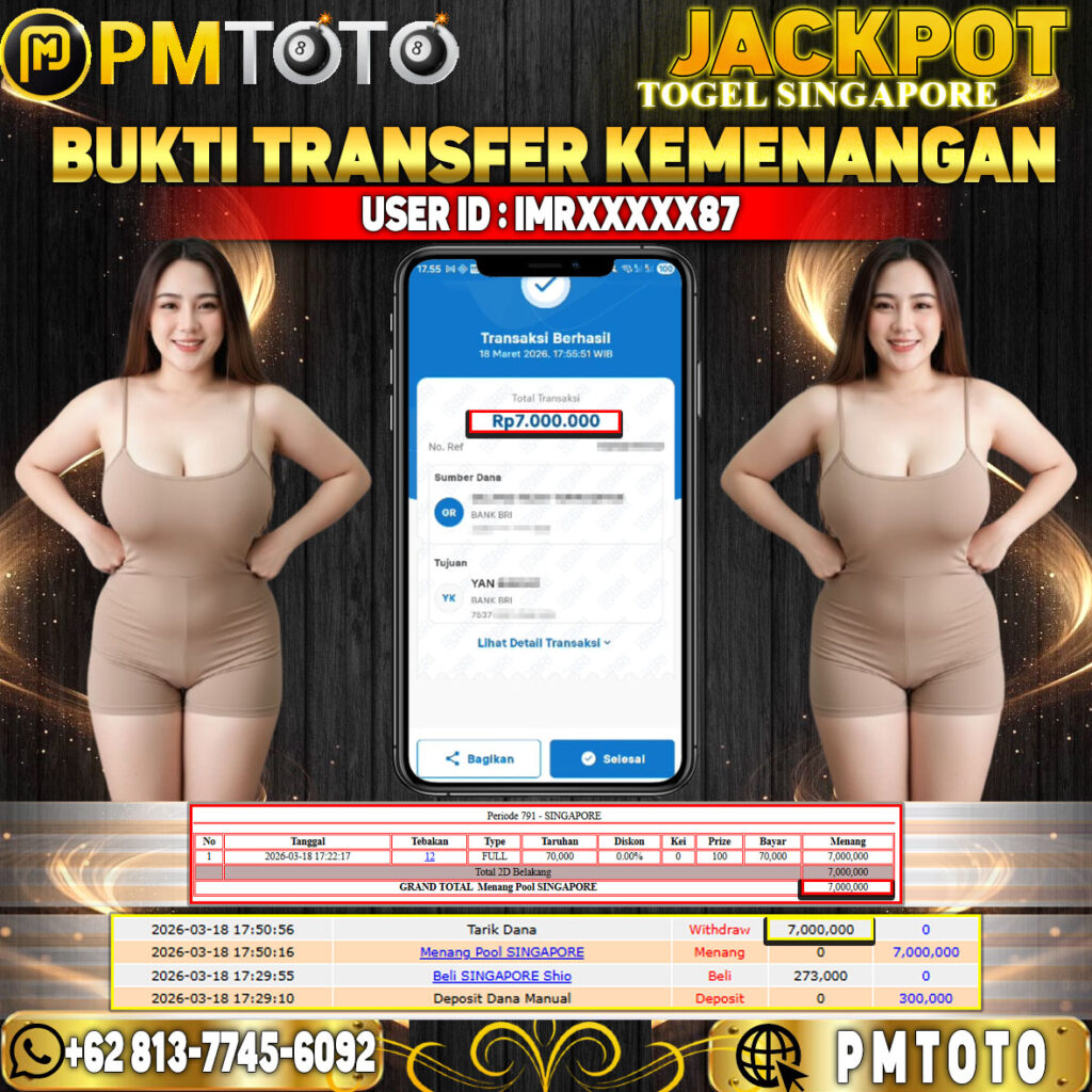 SELAMAT KEPADA MEMBER IMRXXXX87 JACKPOT 7 JUTA DI TOGEL SINGAPORE