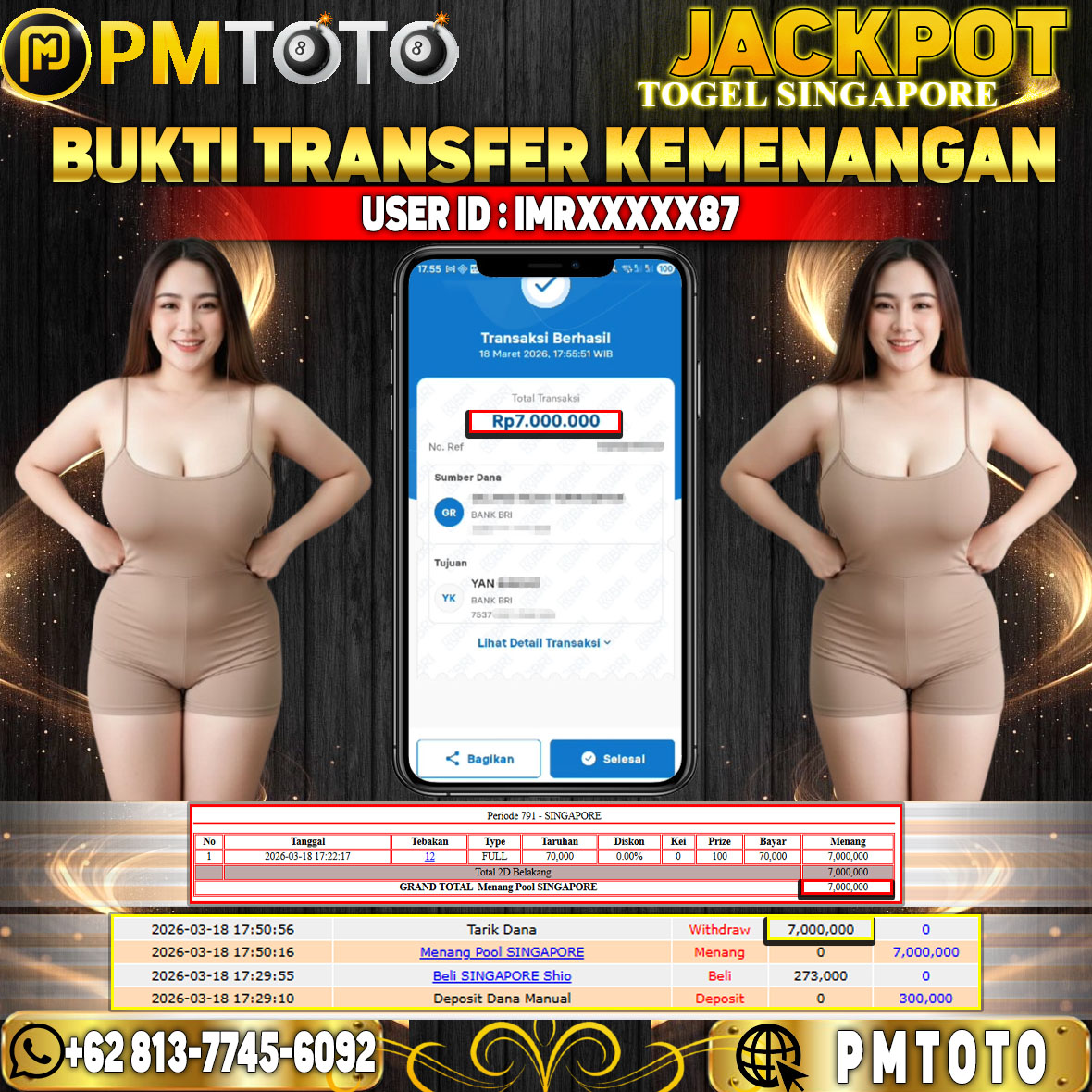 SELAMAT KEPADA MEMBER IMRXXXX87 JACKPOT 7 JUTA DI TOGEL SINGAPORE