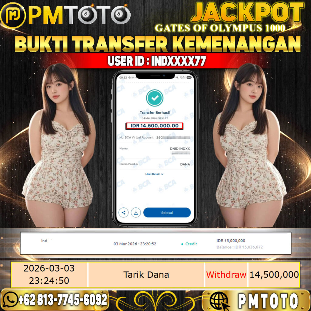 SELAMAT KEPADA MEMBER INDXXXX77 JACKPOT 14,5 JUTA DI GATES OF OLYMPUS 1000