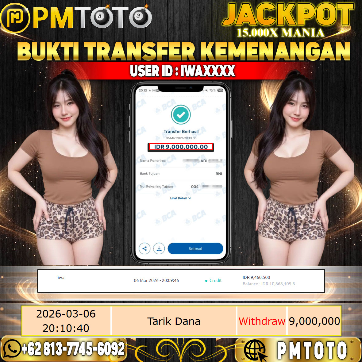 SELAMAT KEPADA MEMBER IWAXXXX JACKPOT 9 JUTA DI SLOT 15.000X MANIA