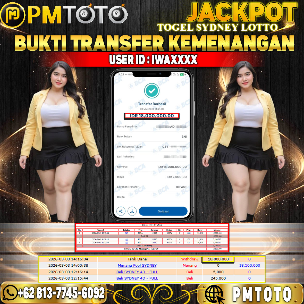 SELAMAT KEPADA MEMBER IWAXXXX JACKPOT 18 JUTA DI TOGEL SYDNEY