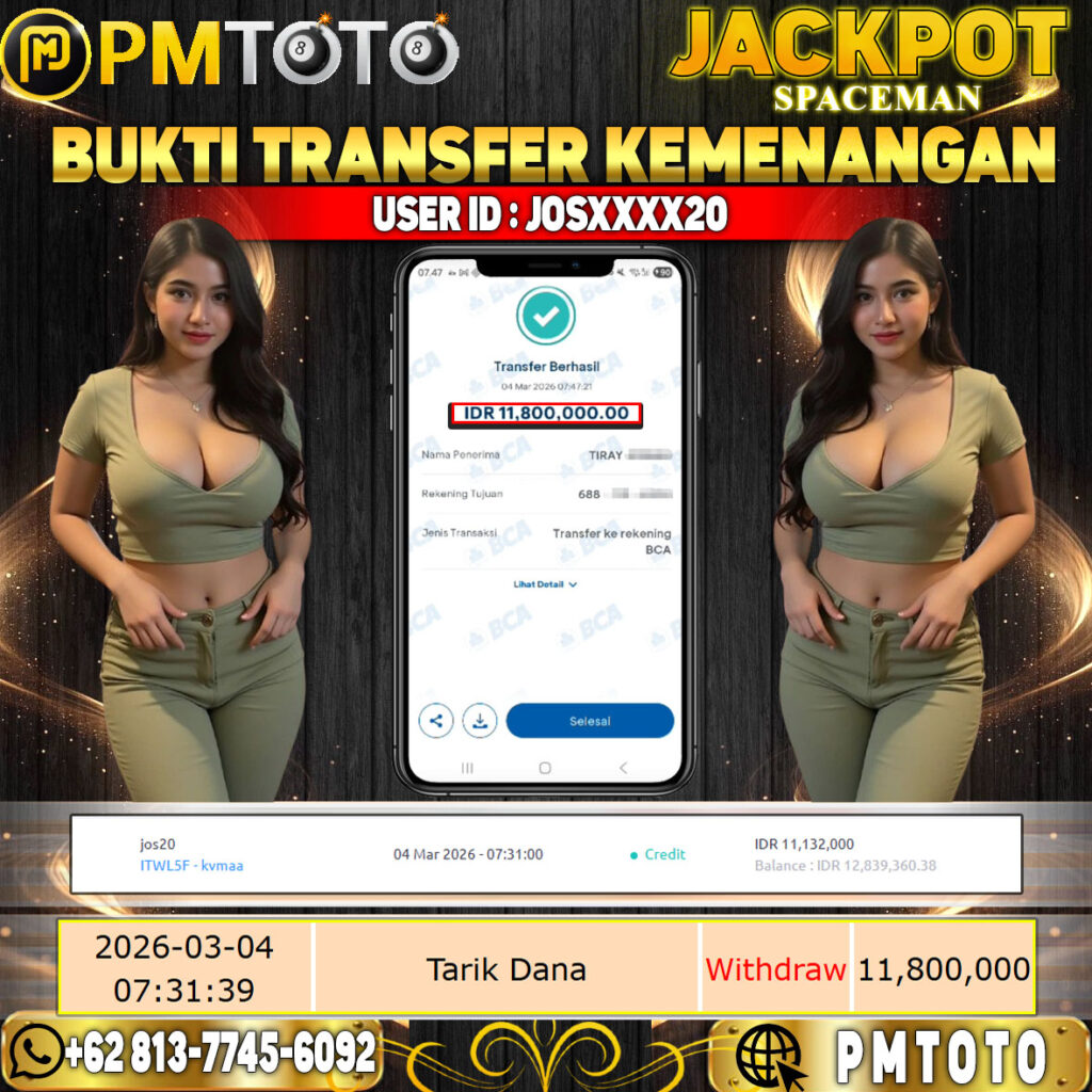 SELAMAT KEPADA MEMBER JOSXXXX20 JACKPOT 11,8 JUTA DI SPACEMAN