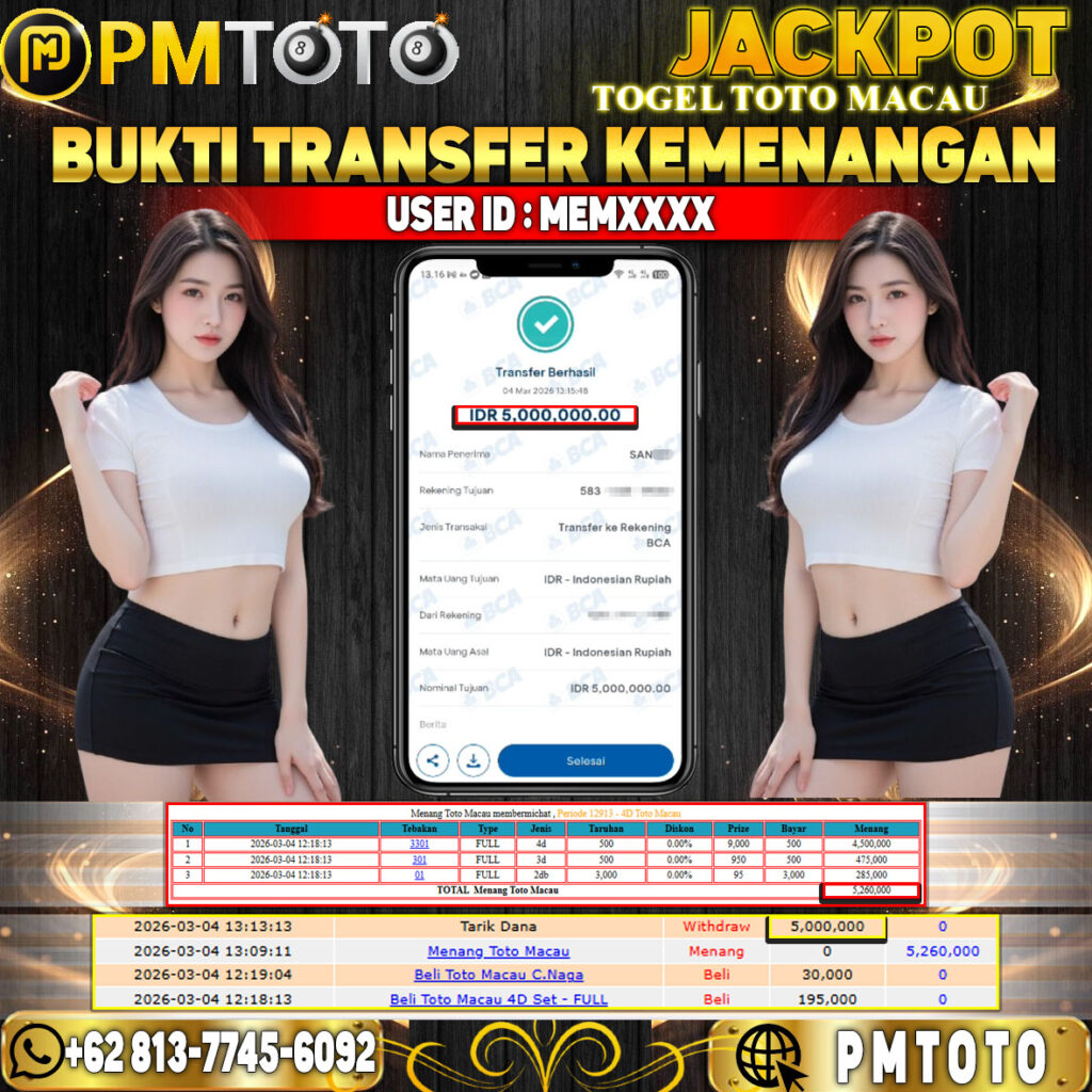 SELAMAT KEPADA MEMBER MEMXXXX JACKPOT 5 JUTA DI TOGEL TOTO MACAU