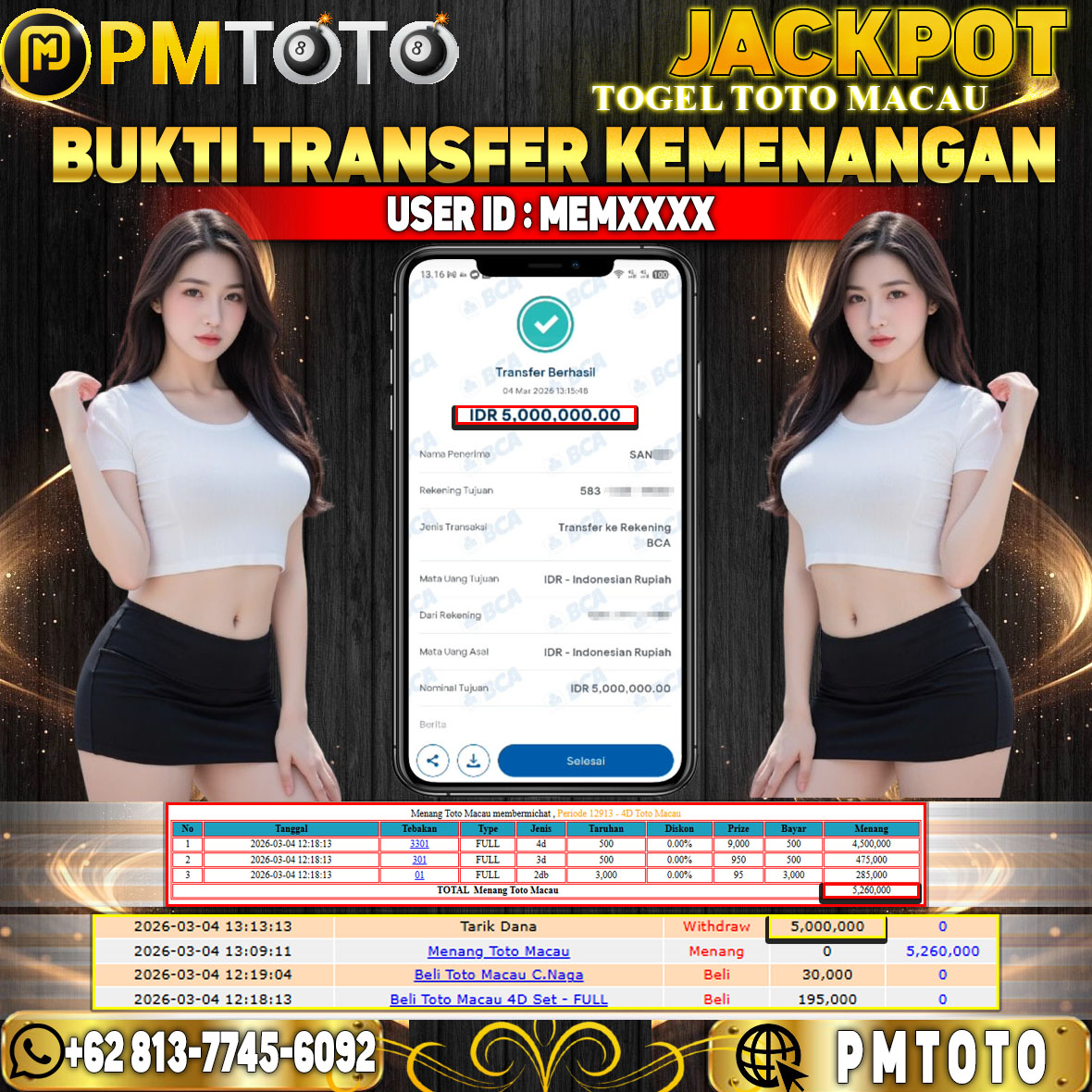 SELAMAT KEPADA MEMBER MEMXXXX JACKPOT 5 JUTA DI TOGEL TOTO MACAU