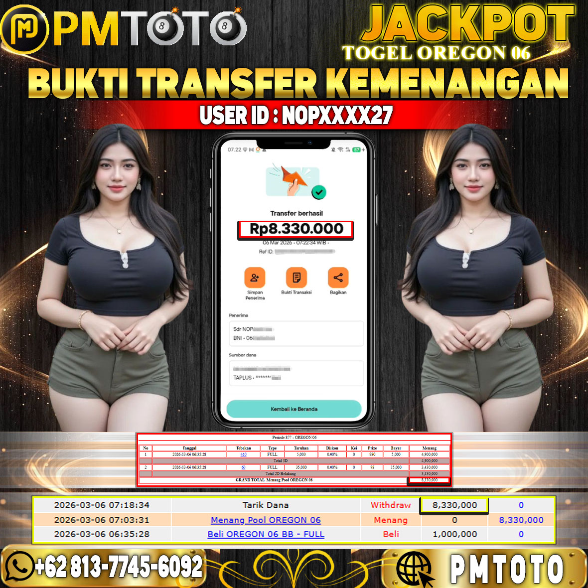 SELAMAT KEPADA MEMBER NOPXXXX27 JACKPOT 8,3 JUTA DI TOGEL OREGON 06