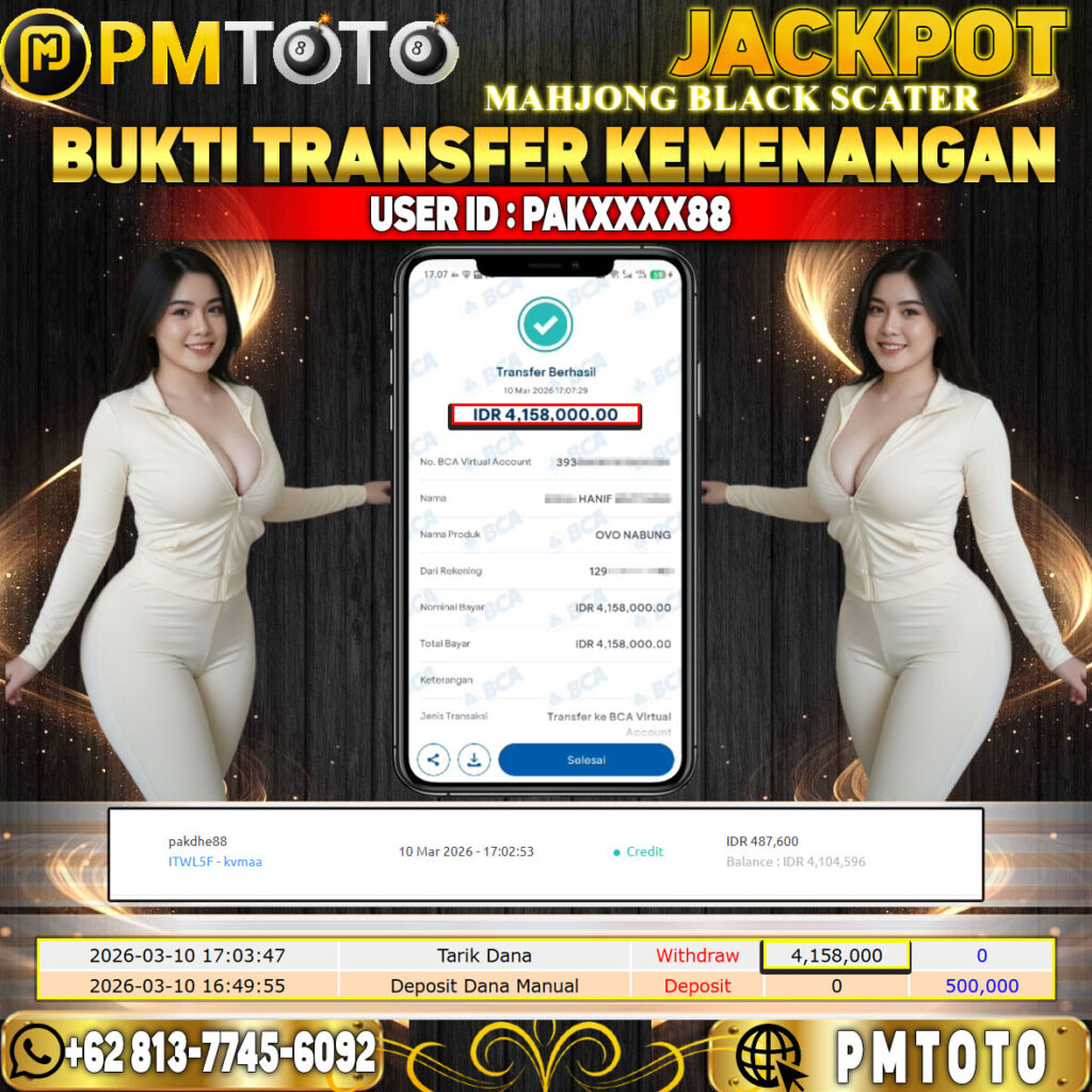 SELAMAT KEPADA MEMBER PAKXXXX88 JACKPOT 4,1 JUTA DI MAHJONG WINS-3 BLACK SCATTER