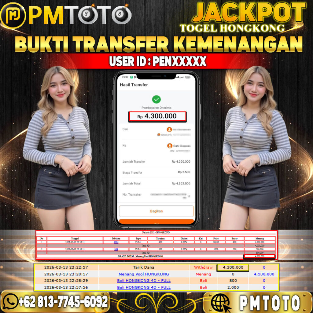 SELAMAT KEPADA MEMBER PENXXXX JACKPOT 4,3 JUTA DI TOGEL HONGKONG