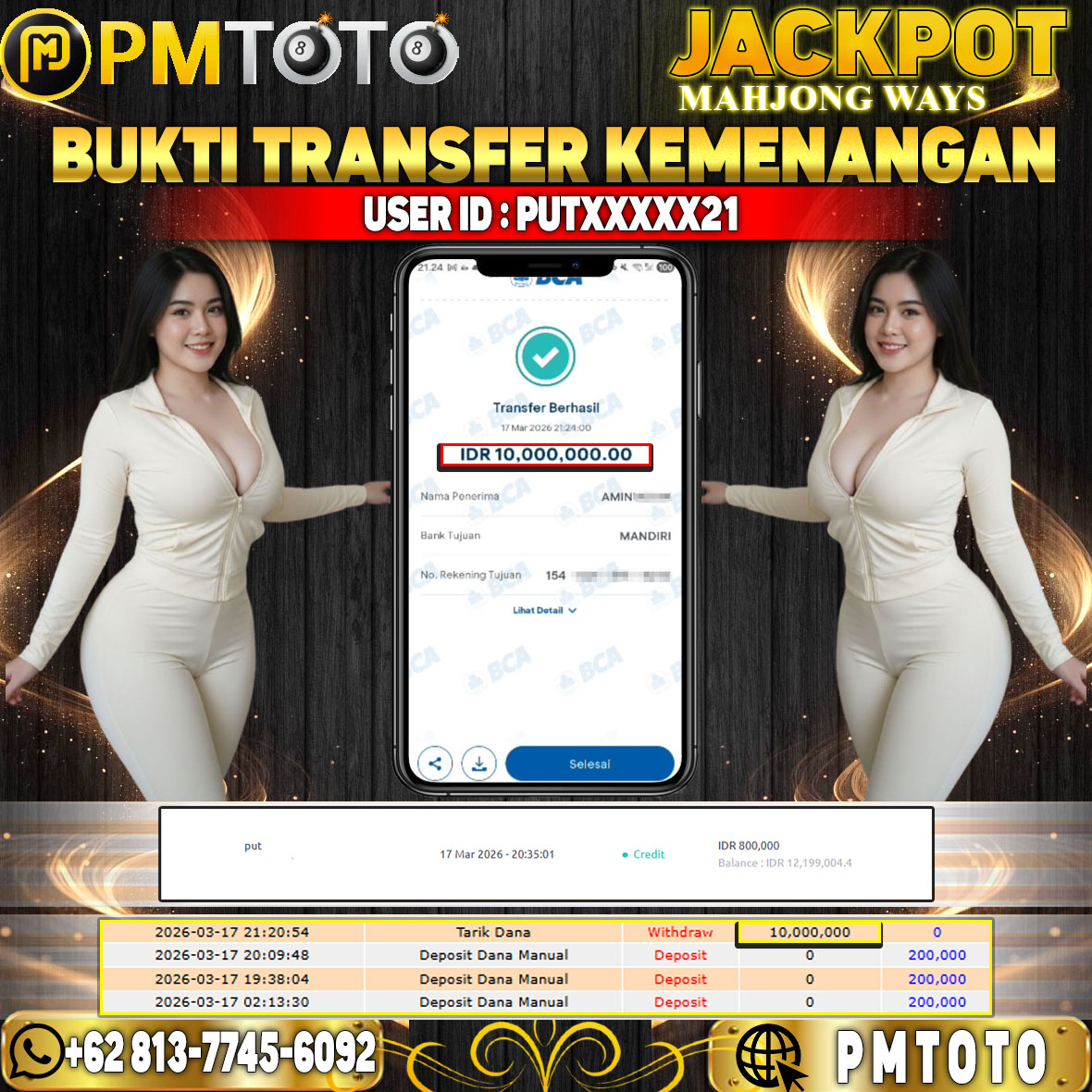 SELAMAT KEPADA MEMBER PUTXXXX21 JACKPOT 10 JUTA DI MAHJONG WAYS