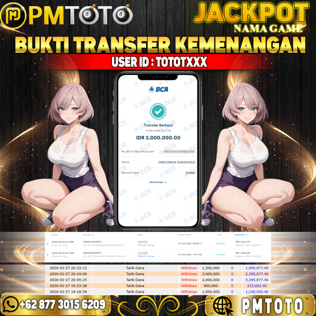 SELAMAT KEPADA MEMBER TOTOTXXX JACKPOT 3 JUTA DI Slot Sweet Bonanza 1000