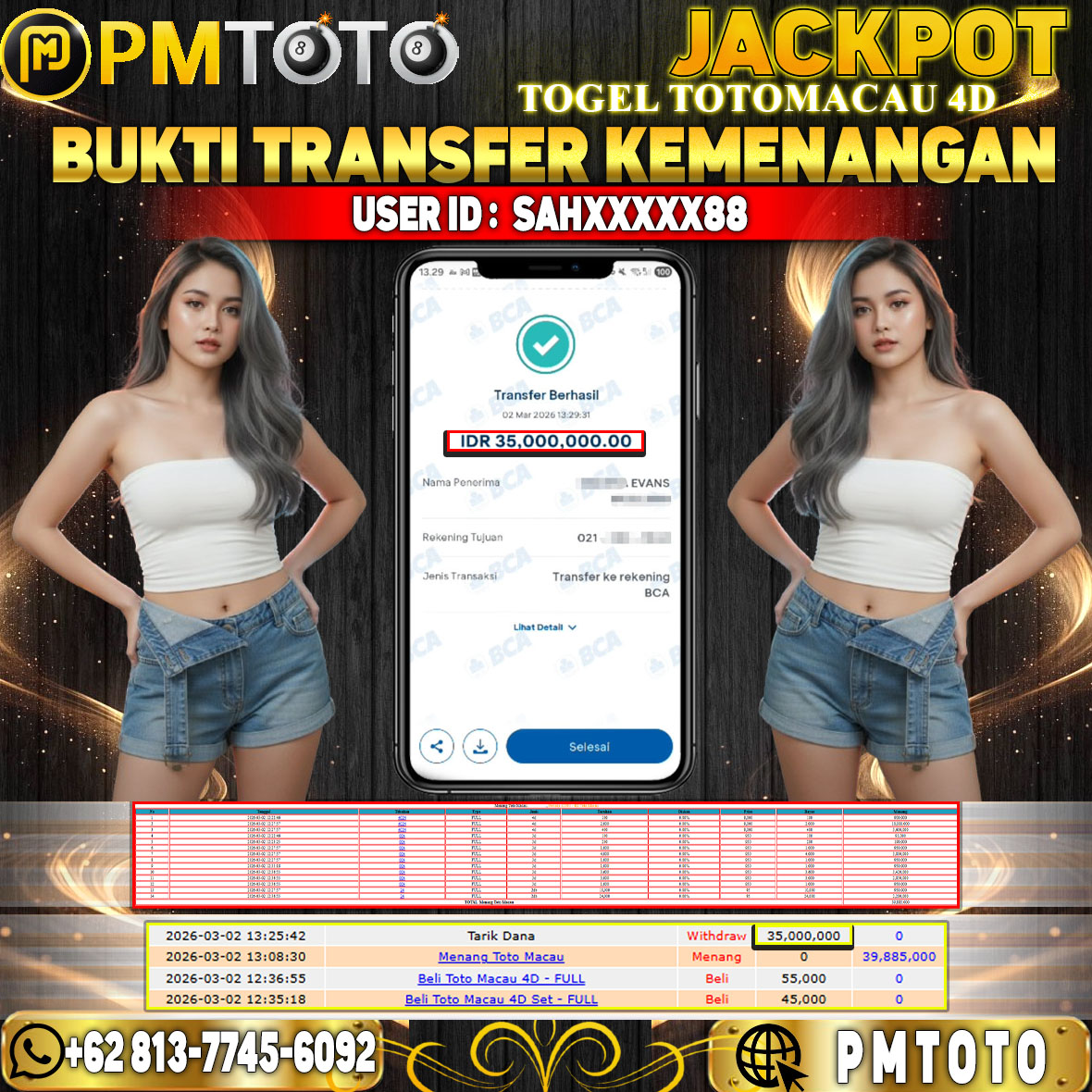 SELAMAT KEPADA MEMBER SAHXXXX88 JACKPOT 35 JUTA DI TOGEL TOTO MACAU 4D