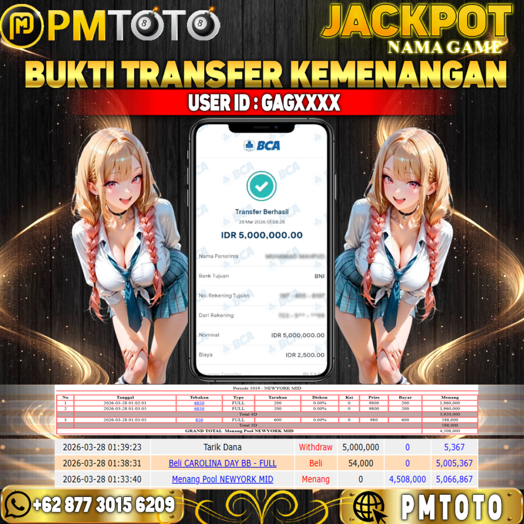 SELAMAT KEPADA MEMBER GAGXXXX JACKPOT 5 JUTA DI TOGEL Newyork Mid