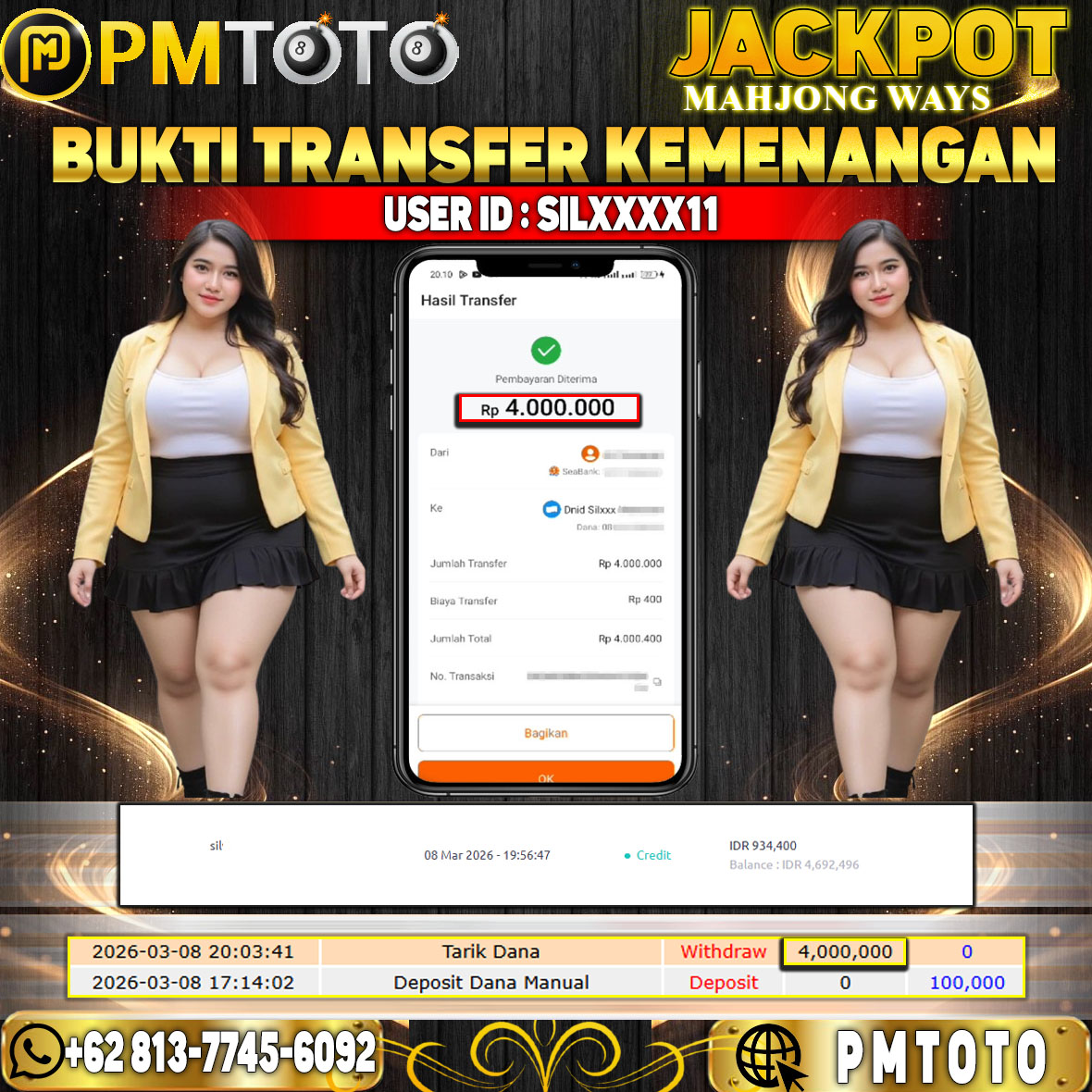 SELAMAT KEPADA MEMBER SILXXXX11 JACKPOT 4 JUTA DI SLOT MAHJONG WAYS